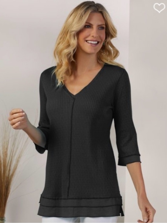 Soft Surroundings Tops - Soft Surroundings “Barbara” Navy Blue V-Neck Ribbed Tunic Top - XL